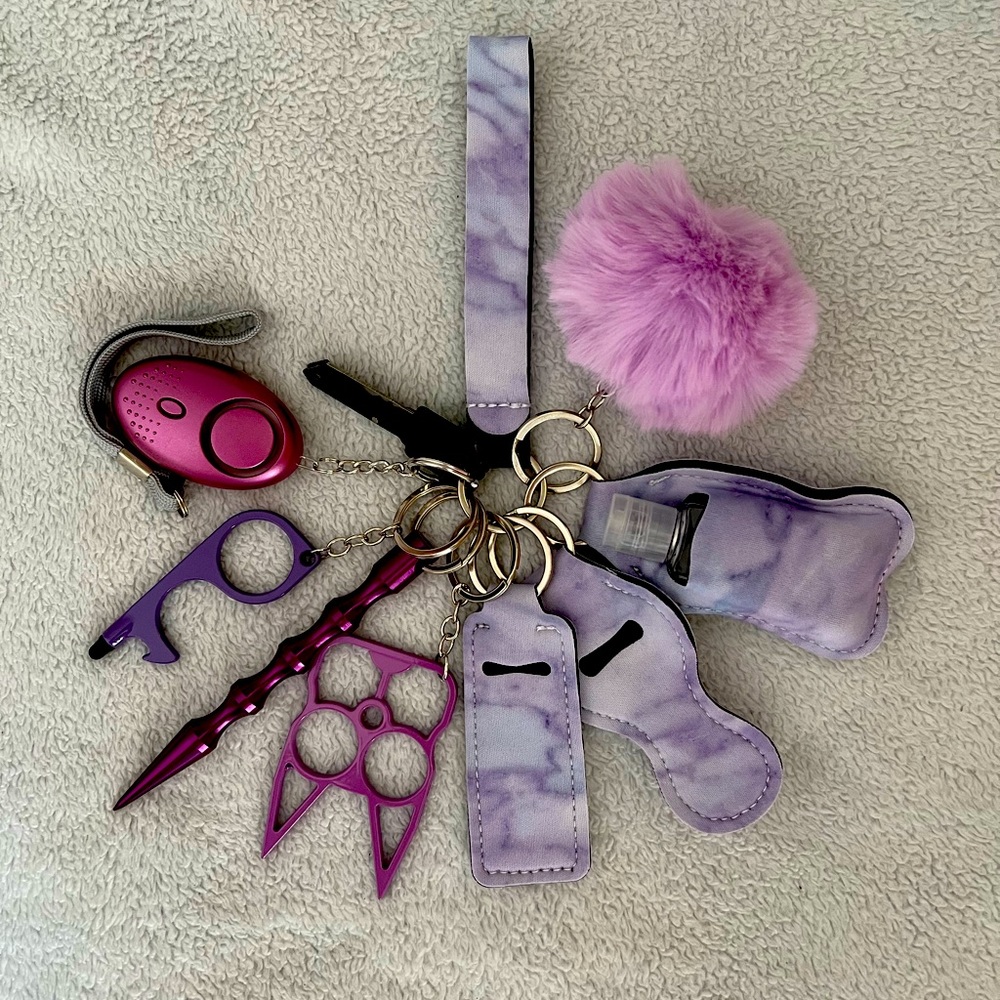 💜Purple Marble Safety Keychain Set💜
